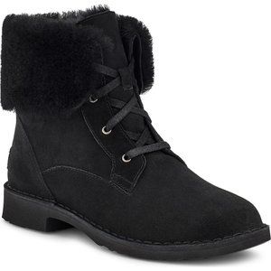 NEW UGG Weylyn Shearling Suede Lace-Up Boots, US 8, Black, New in Box